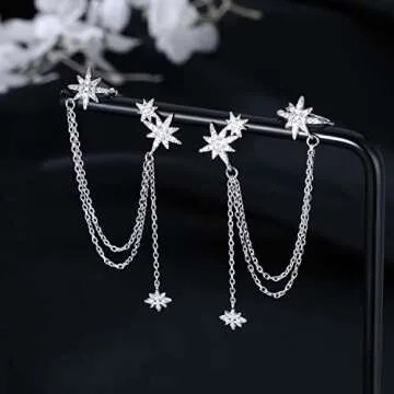 Stylish SLUYNZ 925 Sterling Silver Star Cuff Earrings