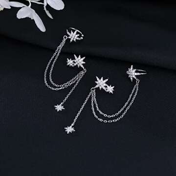Stylish SLUYNZ 925 Sterling Silver Star Cuff Earrings