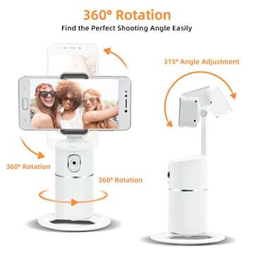 Mcbazel Auto Face Tracking Tripod, 360° Rotating Stand Phone Holder Camera Mount, Follows Your Movement, Perfect for TikTok Filming, Video Recording, White