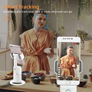 Mcbazel Auto Face Tracking Tripod, 360° Rotating Stand Phone Holder Camera Mount, Follows Your Movement, Perfect for TikTok Filming, Video Recording, White