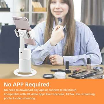 Mcbazel Auto Face Tracking Tripod, 360° Rotating Stand Phone Holder Camera Mount, Follows Your Movement, Perfect for TikTok Filming, Video Recording, White