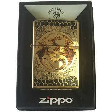 Custom Zippo Lighter - Ann Stokes Dragon Design High Polish Brass