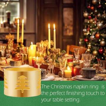 Elegant Gold Christmas Napkin Rings Set of 6