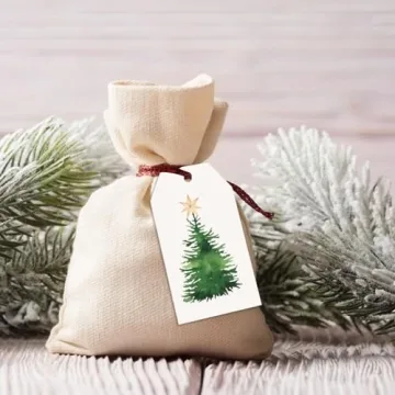 Watercolor Xmas Tree Gift Tags with Hemp Rope 120pcs