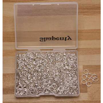 Shapenty 1000PCS Silver Plated Iron Open Jump Rings Connectors Bulk for DIY Craft Earring Necklace Bracelet Pendant Choker Jewelry Making Findings and Key Ring Chain Accessories (Silver, 6mm)