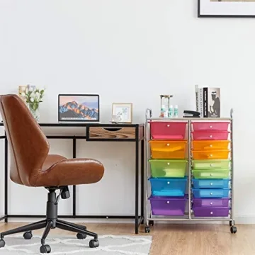 Giantex 15 Drawer Rolling Storage Cart for Organizing