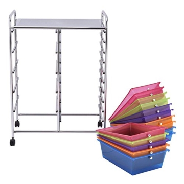 Giantex 15 Drawer Rolling Storage Cart for Organizing