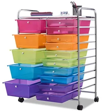 Giantex 15 Drawer Rolling Storage Cart for Organizing