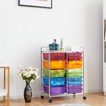 Giantex 15 Drawer Rolling Storage Cart for Organizing