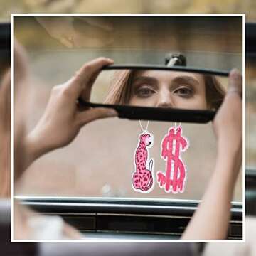 8 Pcs Scented Hanging Oil Car Freshener Preppy Air Car Freshener Ornaments Pink Car Air Freshener Slice Essential Pendant Scented Diffuser for Car Interior Accessories Home Valentine Gift(Heart)