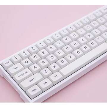 JEWUNO PBT Keycap 121 Key Minimalist White XDA Profile Sublimation English Keycap Set for Cherry Gateron MX Switches Mechanical Keyboard