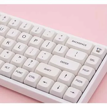 JEWUNO PBT Keycap 121 Key Minimalist White XDA Profile Sublimation English Keycap Set for Cherry Gateron MX Switches Mechanical Keyboard