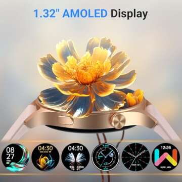 Fitpolo Smart Watch for Women,1.3" AMOLED Touchscreen Fitness Tracker, Make/Answer Calls, Heart Rate...