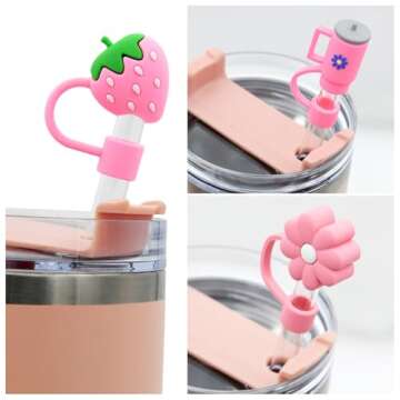 Straw Cover Cap for Stanley Cup,Straw Topper Compatible for 30 and 40 Oz Tumbler with Handle,10 mm 0...