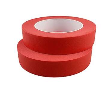 Zellykool Red Masking Tape, 1 Inch x 55 Yards, 2 Rolls, Painters Tape for Painting, Home, Office, Sc...