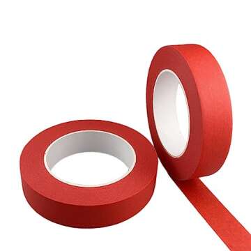 Zellykool Red Masking Tape, 1 Inch x 55 Yards, 2 Rolls, Painters Tape for Painting, Home, Office, School Stationery, Arts, Crafts, Decoration