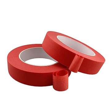 Zellykool Red Masking Tape, 1 Inch x 55 Yards, 2 Rolls, Painters Tape for Painting, Home, Office, School Stationery, Arts, Crafts, Decoration