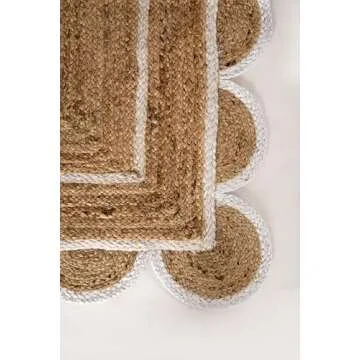 PATEL EXPORTS 4x6, 5x8, 6x9 3x5 Jute Area Rug Scalloped Rug, Bohemian Scallop Rug, Boho Decor Rug, Area Rug, Handwoven Jute Rug, Custom Rug, Decorative Rug (2x3 Scalloped Rug)