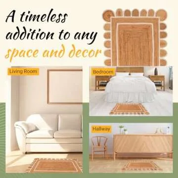 PATEL EXPORTS 4x6, 5x8, 6x9 3x5 Jute Area Rug Scalloped Rug, Bohemian Scallop Rug, Boho Decor Rug, Area Rug, Handwoven Jute Rug, Custom Rug, Decorative Rug (2x3 Scalloped Rug)