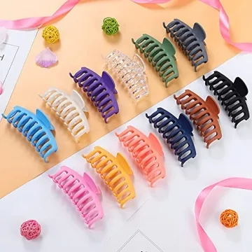 12 Pcs Non-Slip Large Hair Claw Clips for Women