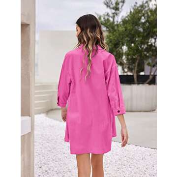 Zeagoo Womens Coordinated Outfit Casual 2 Piece Tracksuit Loose Button Blouse Shirt Top High Wasit Elastic Shorts Set Loungewear Summer, Rose Red, X-Large