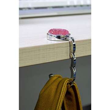 TANOSII Foldable Rhinestone Purse Hook for Tables