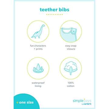 Simple Joys by Carter's Baby 7-Pack Teething Bibs, Bear/Dinosaur/Stripe, One Size
