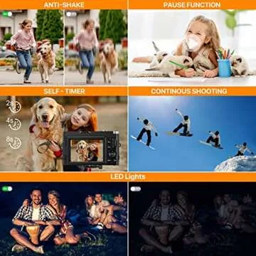 4K Digital Camera for Photography with 3'' 180°Flip Screen, Autofocus 48MP Vlogging Camera for YouTube Compact Camera with 16X Digital Zoom 32GB SD Card, 2 Batteries and Charging Stand for Travel