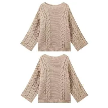 NRTHYE Women's Oversized Cable Knit Sweater Tops Loose Long Sleeves Crewneck Chunky Slouchy Baggy Pullover Sweaters