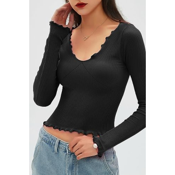 CHYRII Women's Long Sleeve Ruffle Crop Tees for Every Occasion