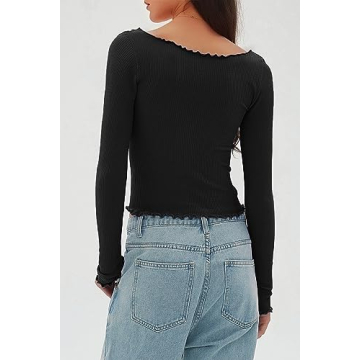 CHYRII Women's Long Sleeve Ruffle Crop Tees for Every Occasion