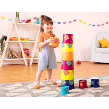 B. toys Stacking Buckets – 10 Colorful Nesting Cups Toy