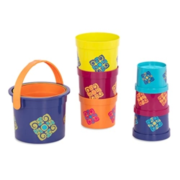 B. toys Stacking Buckets – 10 Colorful Nesting Cups Toy