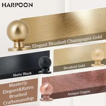 HARPOON 10 Pack Cabinet Round Knobs, Furniture Hardware Pull 1" Inch Antique Brass Brown