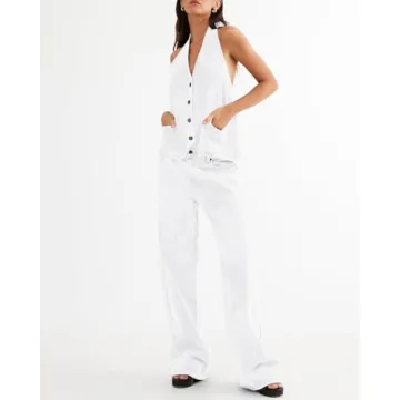 Fisoew Women's Denim Two Piece Set for Trendy Summer Style