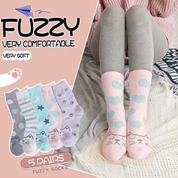 EBMORE Womens Fuzzy Socks Slipper Fluffy Cozy Comfy Cabin Plush Warm Winter Sleep Home Soft Christma...