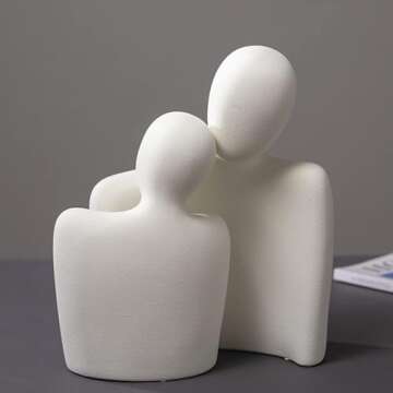 Katoonx Hugging Couple Statues Ceramic Lover Figurine Characters Coffee Table Decor (White)