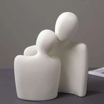 Katoonx Hugging Couple Statues Ceramic Lover Figurine Characters Coffee Table Decor (White)