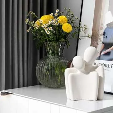 Katoonx Hugging Couple Statues Ceramic Lover Figurine Characters Coffee Table Decor (White)