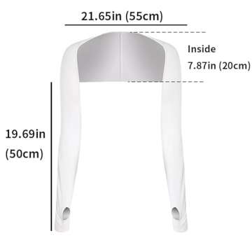 Women Cooling Shawl Arm Sleeve with Finger Hole, Comfortable & Breathable, Anti-UV, Ladies Sun Protection Cooler Shrug (White)