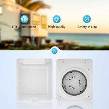 Kohree 50 Amp RV Plug Twist Lock Inlet, Shore Power Inlet Plug NEMA SS2-50P 125V/250V RV Power Receptacle for Marine Boat Trailer Camper Shed, ETL Listed