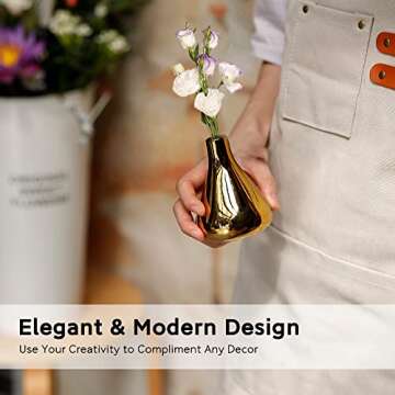 Port&Petal Small Bud Vases (Set of 3) 3.5-5' Tall with Reflective Finish | Gold Home Decor, Accent f...