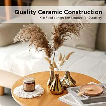 Port&Petal Small Bud Vases (Set of 3) 3.5-5' Tall with Reflective Finish | Gold Home Decor, Accent for Living Room, Table Decor, Wedding Table Centerpiece