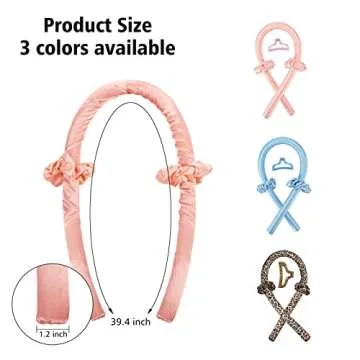 Heatless Hair Curler Hair Culers for Long Hair Soft No Heat Hair Curlers You Can To Sleep In Overnight,Heatless Curling Rod Portable Silk Curling Ribbon (Pink-1)