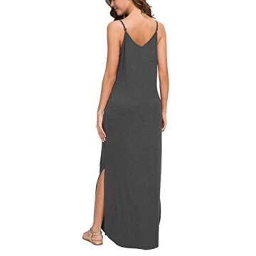 GRECERELLE Women's Summer Casual Plain Loose Beach Cover Up Long Maxi Dress with Pockets Dark Gray-Small