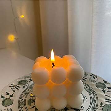 Hygge & Cwtch Bubble Candle | Handmade Soy Cube Candles Danish Pastel Room Decor Aesthetic Scented Aromatherapy Cute Shaped Decorations (Vanilla Cream, 1-Pack)