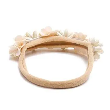 mligril Baby Girl Nylon Headbands Flower Hair Bows Accessories-Elastic Hair Band Crown Handmade FLoral Wraps Birthday Gifts for Girls Newborn Infant Toddler 3Pcs
