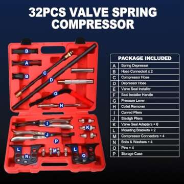 8MILELAKE Valve Spring Compressor, Universal Car Engine Overhead Valve Spring Stem Seal Remover Installer OHV OHC Compressor Tool Kit