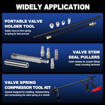 8MILELAKE Valve Spring Compressor, Universal Car Engine Overhead Valve Spring Stem Seal Remover Installer OHV OHC Compressor Tool Kit