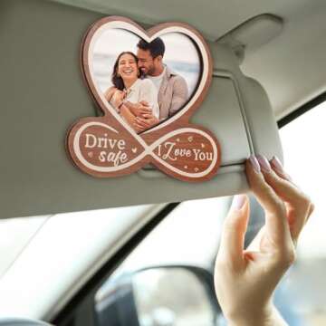 Drive Safe I Love You Visor Clip, Custom Couple Photo Car Visor Clip, with Personalized Car Photo Frame, Valentine's Day Gifts for Wife and Husband, Anniversary Birthday Gifts, Meaningful Gifts